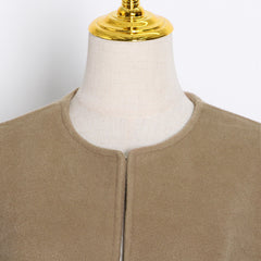 Women Retro Sleeveless Solid Color Coat