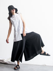 Women Irregular Simple Sleeveless Casual Shirt