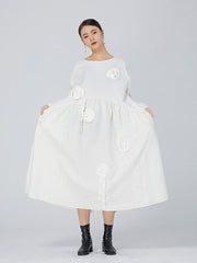 Retro 3D Floral Lace Midi Dress