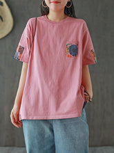 Vintage Loose Sunflower Patchwork T-Shirt