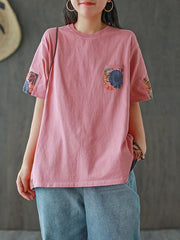 Vintage Loose Sunflower Patchwork T-Shirt