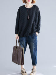Loose Solid Color Embossing Round Neck T-shirt