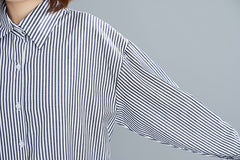Loose Striped Long Sleeves Shirt Outwear