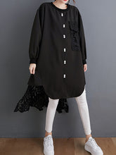 Round-Neck Lace Split-Joint Long Dress