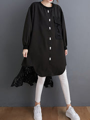 Round-Neck Lace Split-Joint Long Dress