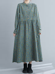 Women Casual Loose Collar Long Sleeve Dress