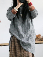 National Simple Linen Long Tops