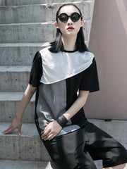 Loose Split-Joint Contrast Color T-Shirt