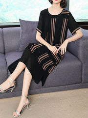 Chiffon Loose Split-joint Striped Dress