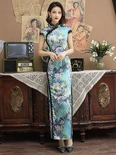 Lace Printed Split-Side Long Cheongsams