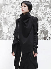 Solid Black Cool Zipper Jacket