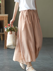 Printed Copper Acetate Yarn Elastic Waist Skirt