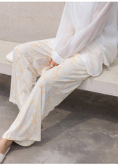 Women Simple Tie Dye High Waist Straight Leg Casual Pants