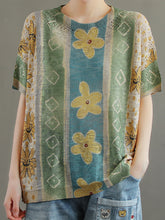 Printed Simple Knitted Loose Hollow T-Shirt