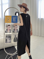 Round Neck Letter Printed Vest Maxi Dress