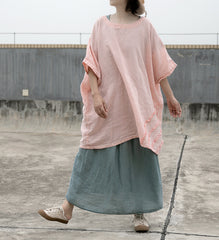 Round Neck Solid Mid-Length Casual T-Shirt Top