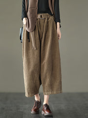 Women Retro Elastic Waist Loose Casual Pants