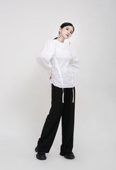 Black Solid Straight Leg Pants