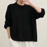 Loose Literary Round Neck Plaid Long Sleeve Sweatshirt