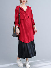 Women Solid Hooded Loose Casual Jacket