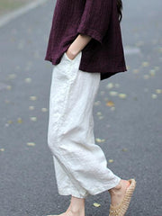 Loose Pure Color Linen Cotton Pants