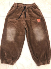 Women Retro Loose Plus Velvet Casual Pants