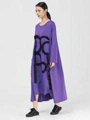 Round Neck Irregular Stitching Midi Dress