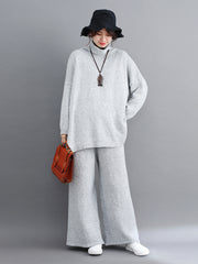 Loose Top Wide Leg Pants Casual Two-Piece Suit