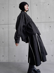 Loose Irregular Solid Color Long Sleeve Shirt
