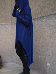 Solid Color Long Irregular Hooded Sweatshirt