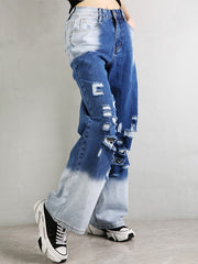 Wide Leg Matching Loose Denim Casual Pants