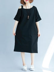 Loose Off-The-Shoulder Long T-Shirt