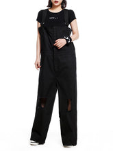 Casual Holes And Adjustable Straps Cotton Jumpsuit