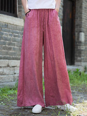 Casual Comfortable Solid Wide-Leg Pants