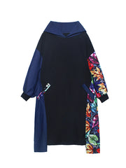 Split-Joint Hooded Floral Printed Midi Dress