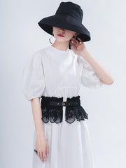 Hook Flower Hollow Lace Solid Color Waistband