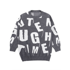 Long Sleeves Letter Pattern Knitted Sweater
