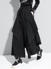 Roomy False-Two Split-Joint Wide-Leg Pants