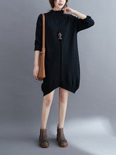 Women Simple Pure Color Knitted Dress
