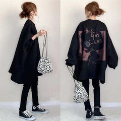 Printed Loose Plus Fleece Sweatshirt