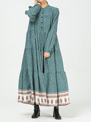 Vintage Paisley Printed Midi Dress