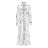 Original Design Plaid High-Waist Midi Dress With Belt