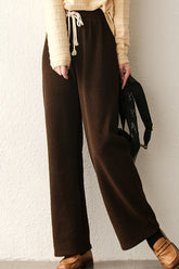Causal Solid Color High-Waist Thicken Pants