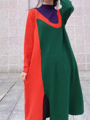 Fashion Matching Color Casual Dress