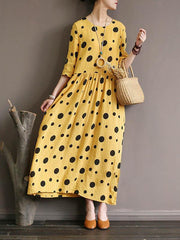 Loose Simple Polka-Dot Cotton Long Dress