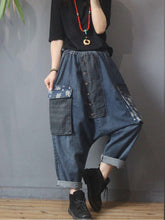 Printed Denim Pocket Loose-Fitting Jeans Pants