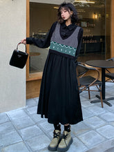 Urban Knitting Vest Split-Joint False Two Midi Dress