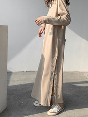 Side Seam Slit Button All-Match Dress