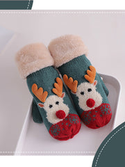 Women Plus Velvet Cartoon Printing Gloves