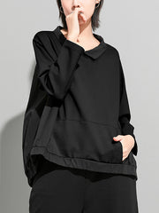 Women Stitching Doll Collar Loose And Thin Long Sleeve T-Shirt